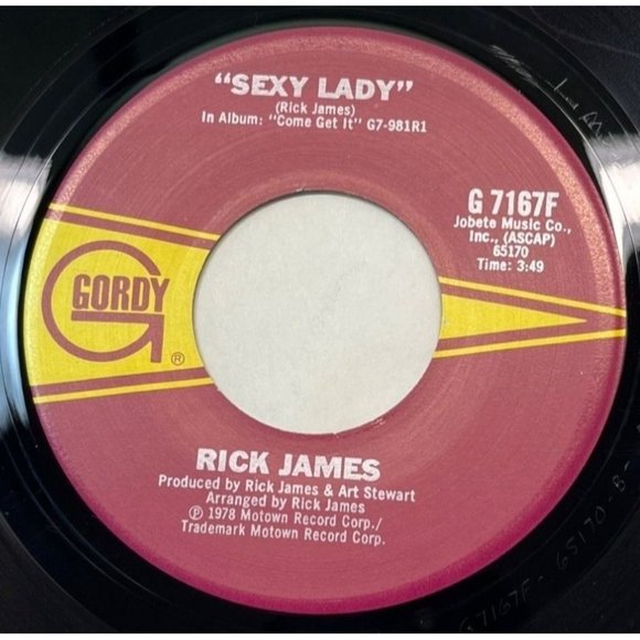 Rick James Sexy Lady / Bustin Out 45 Soul Funk 1978 Gordy 7167F - Picture 1 of 6